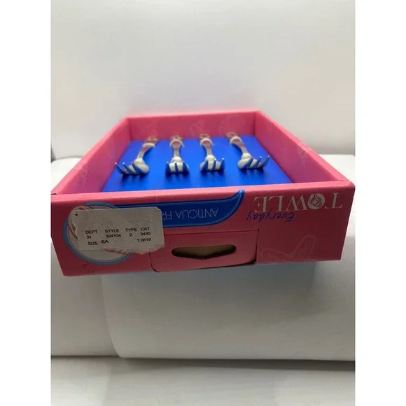 Everyday Towle Antigua Frost Cocktail Forks 4 Piece Stainless Steel Coastal Set - Picture 7 of 9